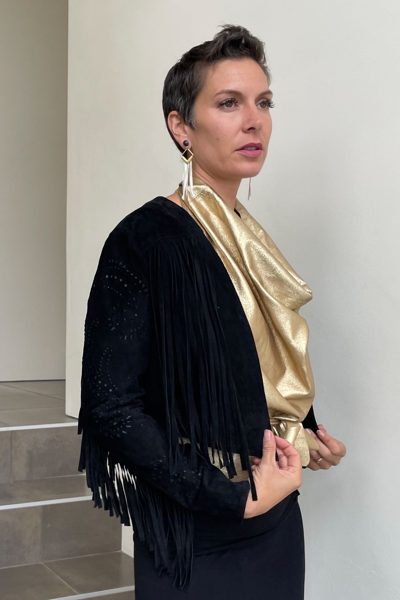 Aliza Suede Fringe Jacket - Hipstirr