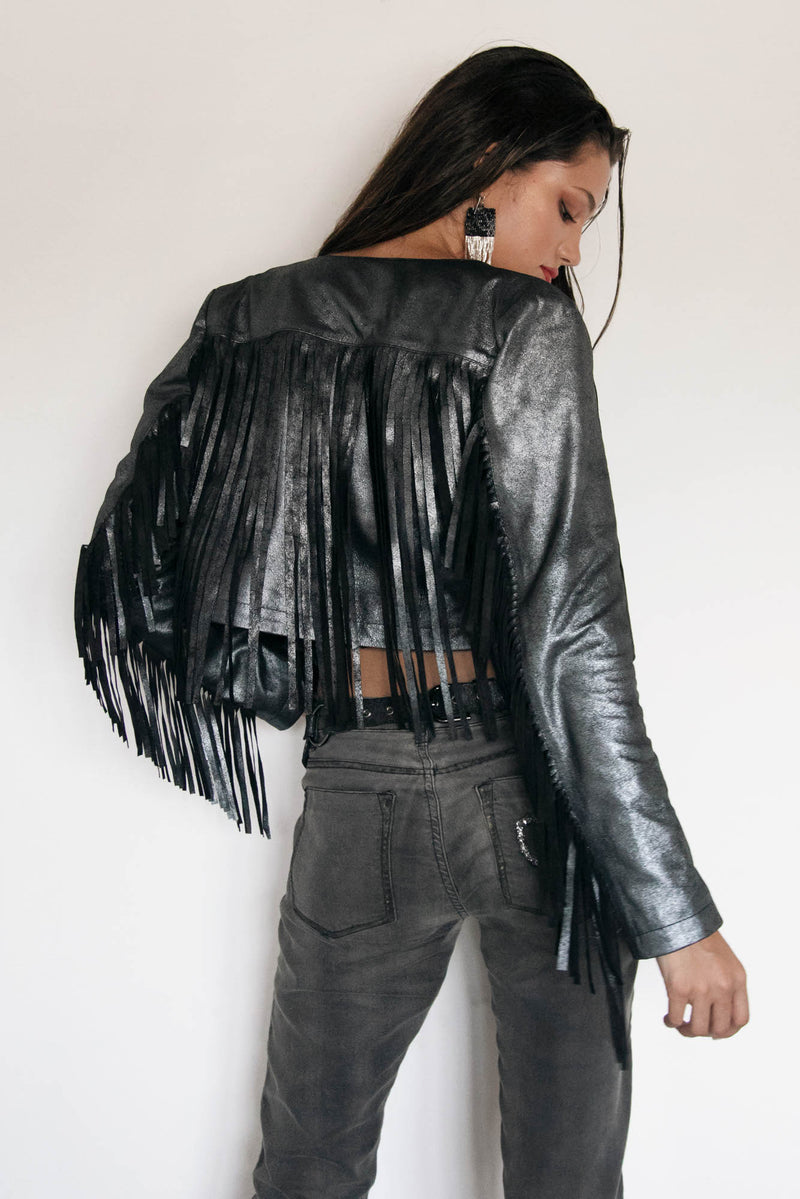 Aliza Suede Fringe Jacket