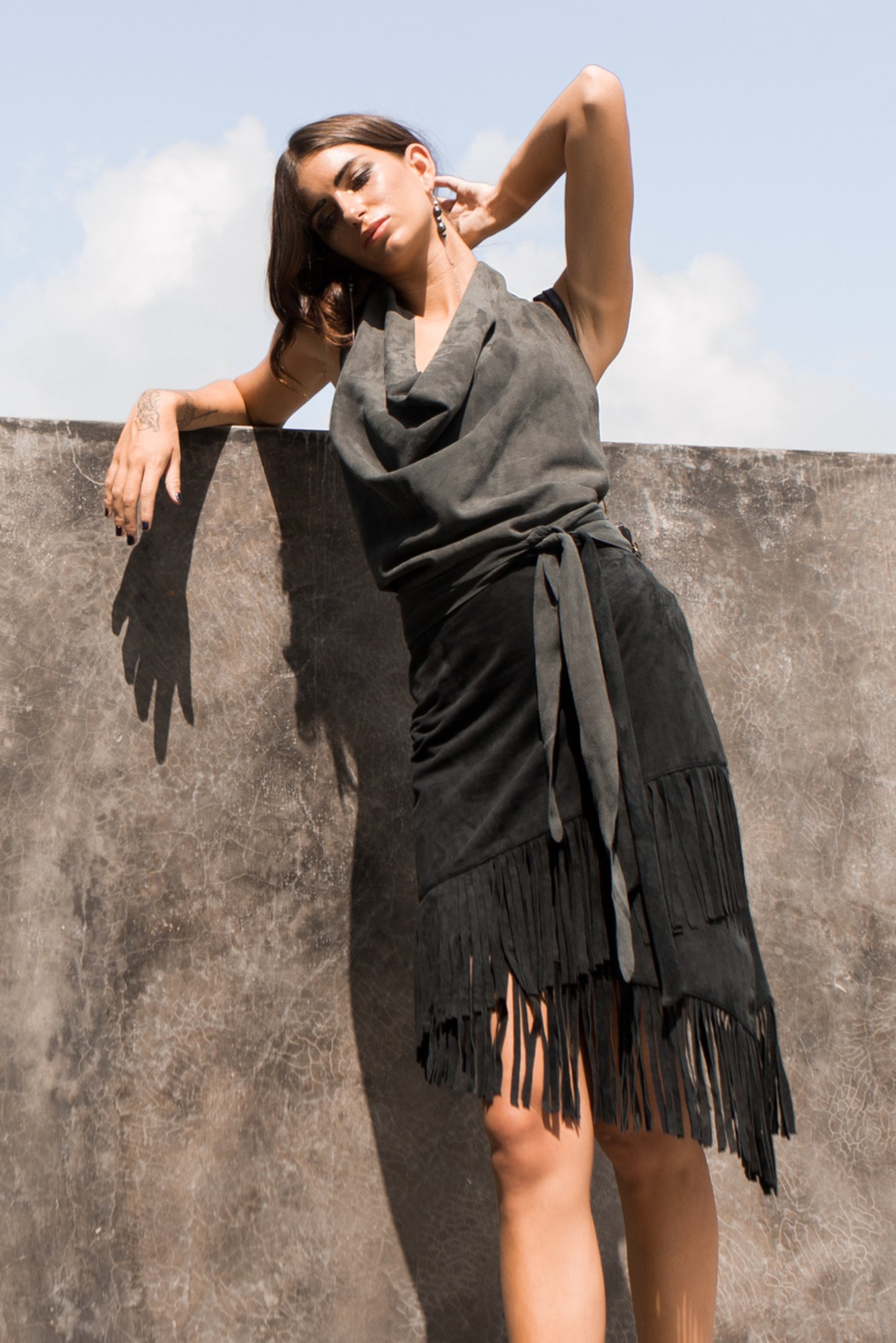 Swirl Suede Skirt