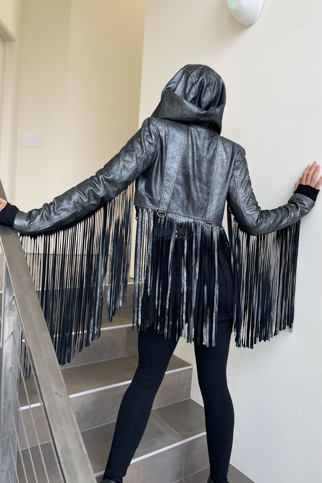 Metallic hot sale tassel jacket